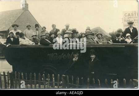 Photograph of trippers in charabanc circa 1922 Stock Photo