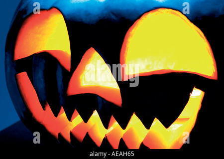 pumpkin blue eyes halloween moody scary dark dramatic orange pumpkin halloween jack o lantern moody dark scary evil halloween oc Stock Photo