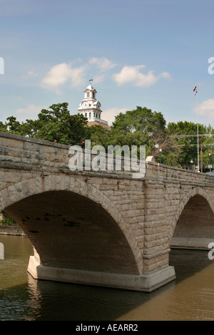 Stone Keystone Bridge, Elkader Iowa Stock Photo