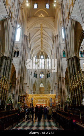 Nave windows ceiling and floor Westminster Abbey interior London Stock Photo