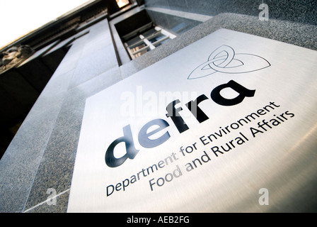 Sign at the headquarters for DEFRA Department for Environment Food and Rural Affairs London UK