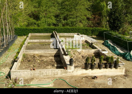 Sludge drying beds in a wastewater treatment works Stock Photo