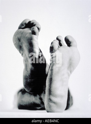 Feet in a Morgue black and white photo Stock Photo