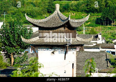 Tower in Ancient Huizhou Style Chinese Village Xidi China Stock Photo