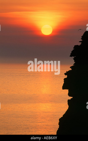 Sunset over the Irish Sea from St Bees Head, Cumbria, UK Stock Photo