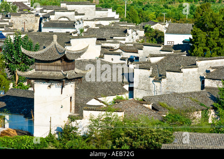 Tower in Ancient Huizhou Style Chinese Village Xidi China Stock Photo