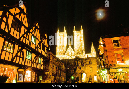 Lincoln town centre with the cathedral in the background, UK Stock Photo