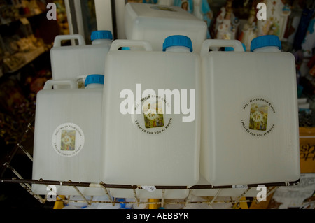 Bottles for holy water on sale at Knock, County Mayo, Ireland Stock Photo