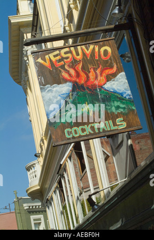 Outdoor sign of Vesuvio bar in San Francisco California USA Stock Photo