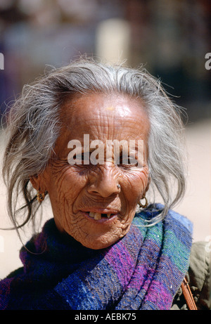 Elderly woman in Nepal Stock Photo