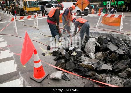 Roadworks in New York City USA 2006 Stock Photo