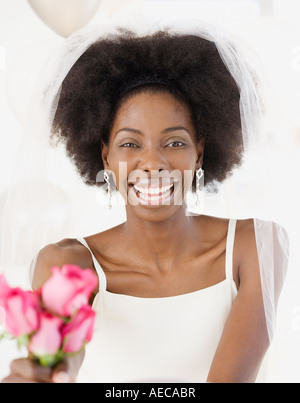 African bride smiling Stock Photo