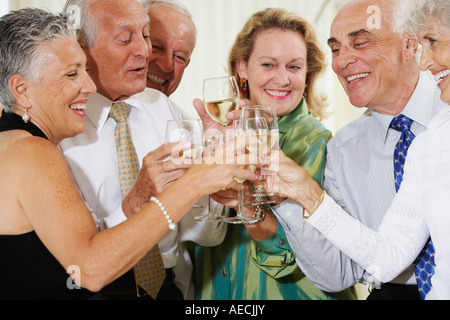 Senior couples toasting at party Stock Photo