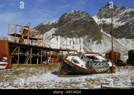 Old whaling station, Antarctica, Suedgeorgien, Grytviken Stock Photo