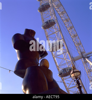 A closeup detail of a Salvador Dali sculpture next to the London Eye on the South Bank of the River Thames Stock Photo