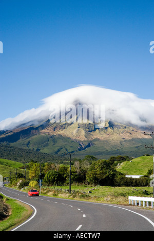 Road and Mt Taranaki Egmont Taranaki North Island New Zealand Stock Photo