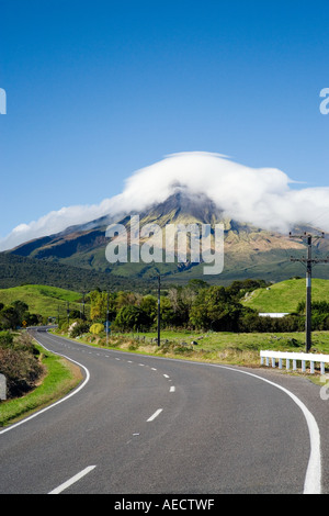 Road and Mt Taranaki Egmont Taranaki North Island New Zealand Stock Photo