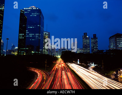 Java, Jakarta, Jalan Thamrin, Night Stock Photo
