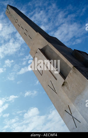 Italy Rome Obelisk with the inscription Mussolini Dux at the entrance of the Foro Italico. Stock Photo
