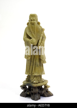 Jade Sculpture of Wen Ch’ang God of Literature Jade is a Symbol of Calm Serenity Wisdom Balance and Healing Stock Photo