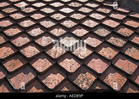 Roof tiles, Bran Castle, Bran, near Brasov, Transylvania, Romania Stock Photo