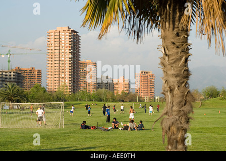 A friendly soccer or football game being played in Santiago, Chile. Stock Photo