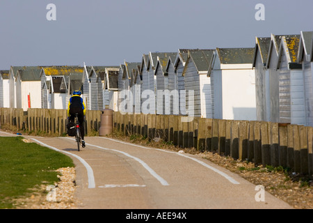 Beach huts on the beach at Lansing West Sussex Stock Photo