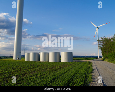 windpark Parndorf, Austria, construction of a wind mill Stock Photo