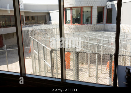 Individual exercise yards at the special management unit at Lincoln Correctional Center Lincoln Nebraska USA Stock Photo