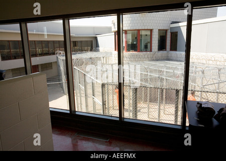 Individual exercise yards at the special management unit at Lincoln Correctional Center Lincoln Nebraska USA Stock Photo