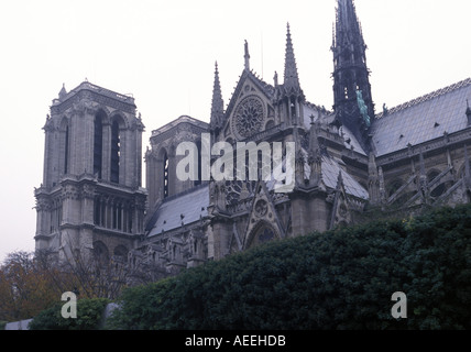 Notre Dame Cathedral viewed from the Seine River in Paris France prior to the devastating April 15 2019 fire Stock Photo