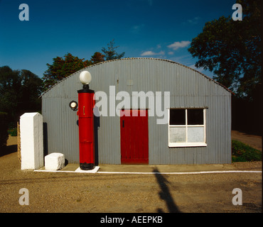 old style gas station with petrol pump outside Stock Photo