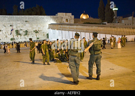 Stock photo of IDF Israel Defense Forces soldiers at the Western Wall in Jerusalem Israel Stock Photo