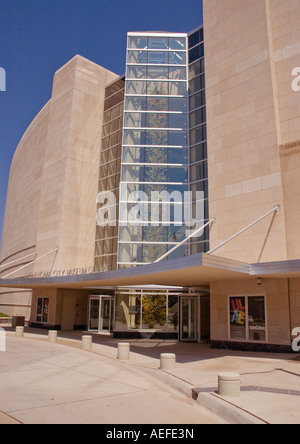 Oklahoma City Museum of Art with Dale Chihuly Glass Tower in Front Window. Stock Photo