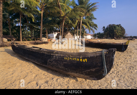 Fishing boats on Kappad Beach Calicut Kozhikode Kerala India Stock Photo