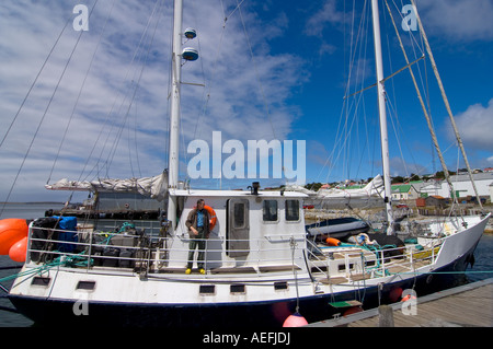 sailboat Golden Fleece in Port Stanley Falkland Islands South Atlantic Ocean Stock Photo