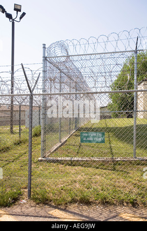 Perimeter fence at the Nebraska Correctional Center for Women in York Nebraska USA Stock Photo