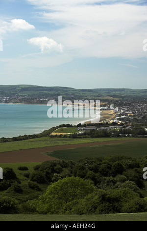 Sandown Bay from Bembridge Down, Isle of Wight. Stock Photo