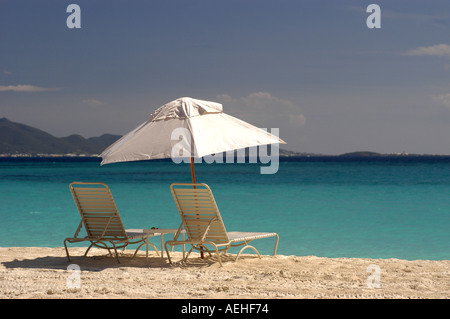 Anguilla Cap Juluca Beach with St Martin in Background Stock Photo