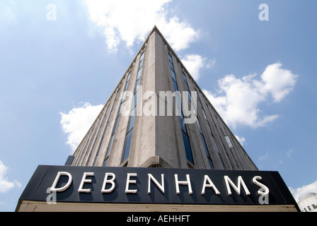 Debenhams department store sign on Oxford street in central London UK Stock Photo