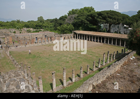 Pompeii ruins in Campania Italy possibly the arcaded court of the gladiators Stock Photo