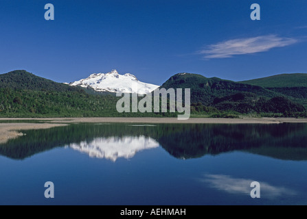 ARGENTINA, Nahuel Huapi National Park, near Bariloche, view of Tronador Volcano across Lago Hess, Patagonia Stock Photo