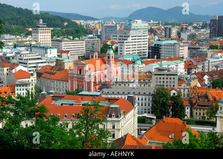 View of city from Castle Hill Ljubljana Slovenia Stock Photo