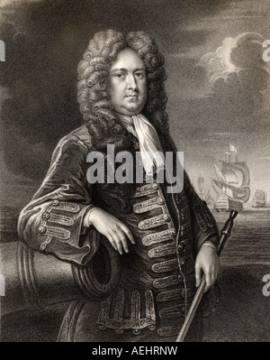 Sir George Rooke, 1650 - 1709. English naval commander and admiral. Stock Photo