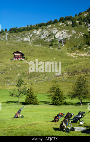 Golf course Riederalp, Valais, Switzerland, Europe Stock Photo