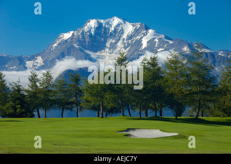 Golf course Riederalp, Valais, Switzerland, Europe Stock Photo