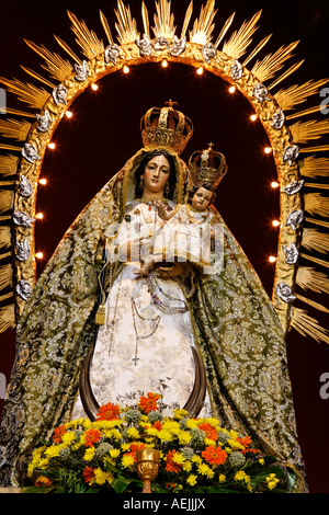 Virgin with rosary 'Virgen del Rosariao', altar in San Sebastian church, Agueimes, Aguimes, Gran Canaria, Spain Stock Photo
