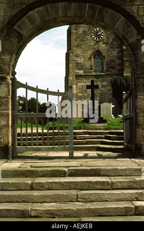 Cheshire Astbury near Congleton St Marys Church gate Stock Photo