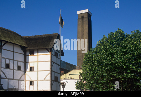 Globe Theatre and Tate Modern Bankside London UK Stock Photo