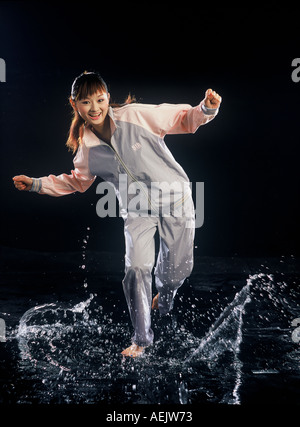 Young Asian people wearing Casual and sports clothing Stock Photo